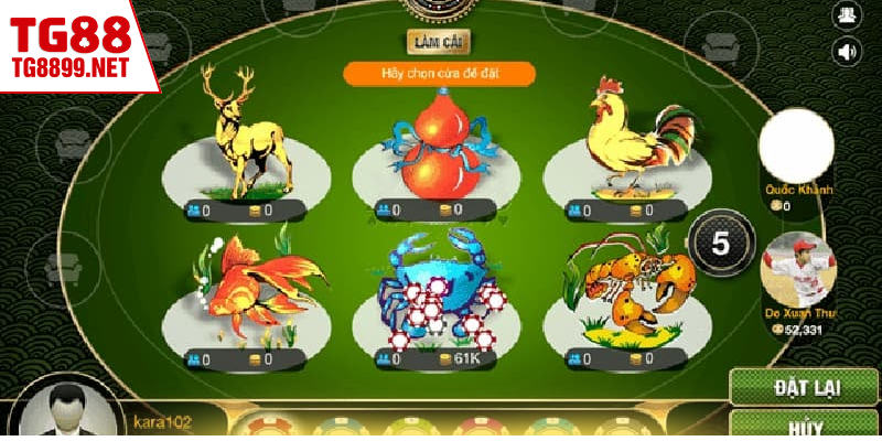 Sáu biểu tượng quen thuộc xuất hiện trong bầu cua